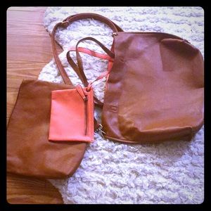 ❤ Reversible vegan leather tote (three bag set)